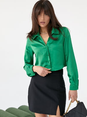 Блуза атласная зеленая | 6307332