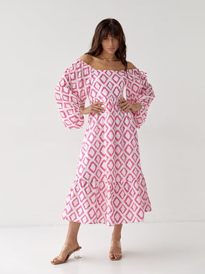 Платье А-силуэта розовое в ромбы | 6307430