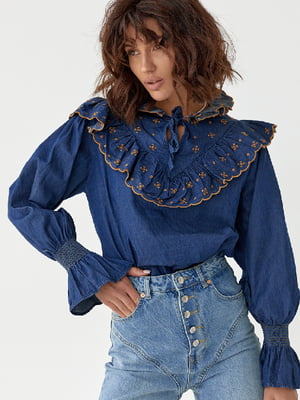 Блуза джинсова з рюшами. | 6307773