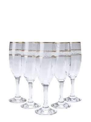 Набор бокалов для шампанского декорированных под золото 190 мл | 6308013