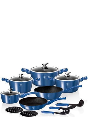 Набір посуду Haus Metallic Line Royal Blue Edition 15 предметів | 6308459