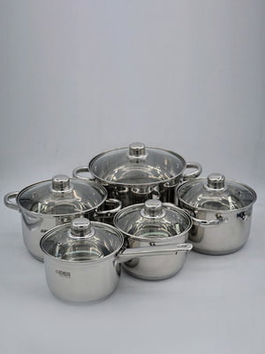 Набір посуду із нержавіючої сталі 10 предметів | 6309473
