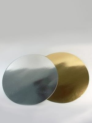 Подложка для торта круглая золотого и серебрянного цвета D 300 мм (уп 20 шт) | 6309921