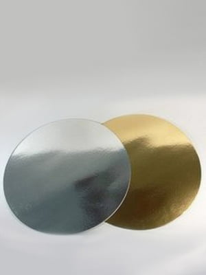 Подложка для торта круглая золотого и серебряного цвета D 360 мм (уп 20 шт) | 6309922