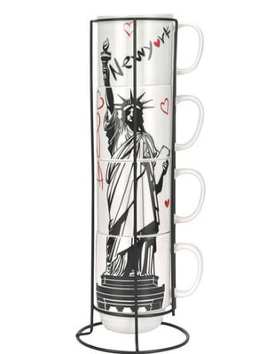 Набор кружек Limited Edition New York на металлической подставке 4 шт | 6310986