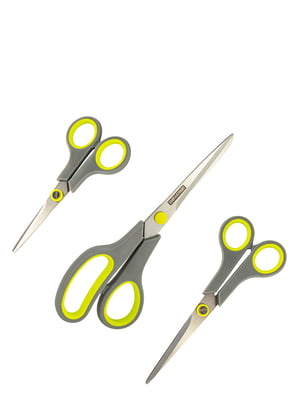 Набір універсальних ножиць 3 предмети з нержавіючої сталі з пластиковими ручками. | 6313626