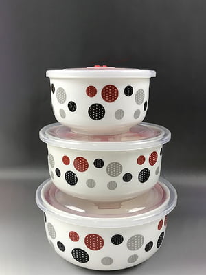 Набір круглих салатників із кришкою Stenson 3 шт | 6314316