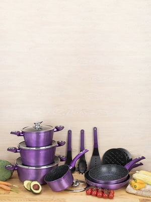 Набор посуды из 15 предметов Violet&Black Metallic Line | 6316946