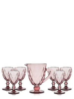 Набір для напоїв 7 предметів Смарагд рожевий | 6320787