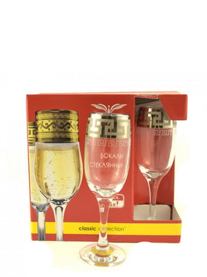 Набор бокалов для шампанского Греческий узор 190 мл 6 шт | 6323703
