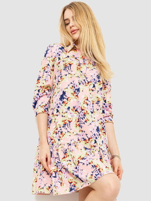 Платье персиковое цветочный принт | 6325231