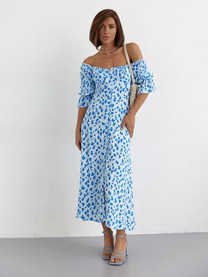 Сукня-сорочка блакитна з принтом | 6326002