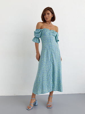 Сукня-сорочка синя з принтом | 6326003