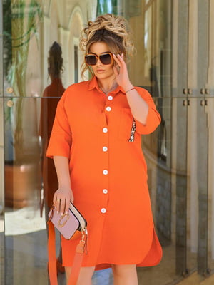 Платье-рубашка оранжевое | 6327593