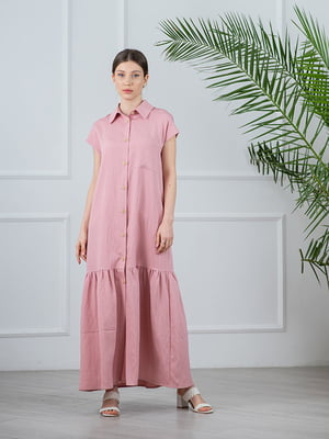 Сукня-сорочка кольору пудри лляна | 6328038