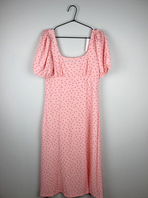 Платье А-силуэта розовое в горох | 6329237