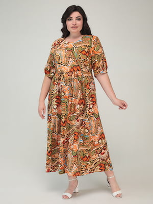 Платье А-силуэта в разноцветный принт | 6330284
