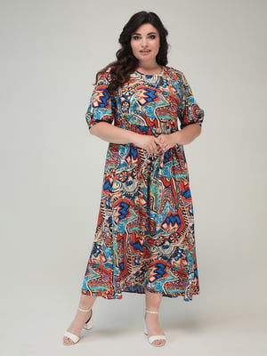 Платье А-силуэта в разноцветный принт | 6330285