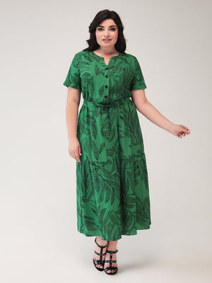 Сукня А-силуету зелена з принтом | 6330290