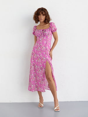 Сукня А-силуету рожева з квітковим принтом | 6331254