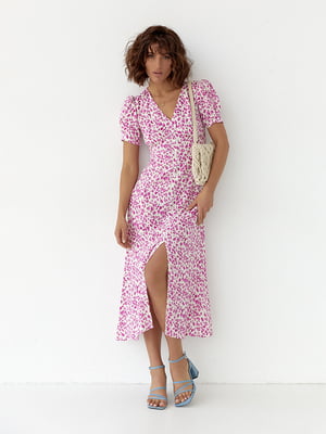 Платье А-силуэта розовое с анималистическим принтом | 6331270