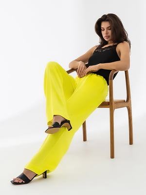 Штани в піжамному стилі жовті | 6331720