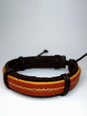Кожаный плетеный браслет наборной коричневый | 6332784