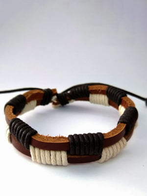 Шкіряний плетений браслет з намотуванням коричневий | 6332788