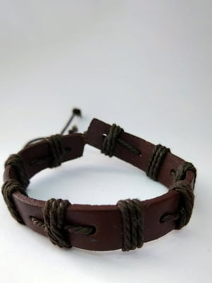 Кожаный плетеный браслет коричневый | 6332789