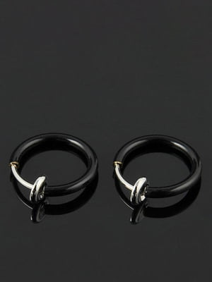 Серьга-кольцо без прокола черная | 6332797