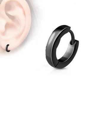 Серьга-кольцо в ухо тонкая 13 мм. Черная | 6332804