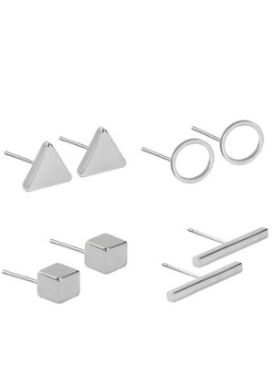 Набір геометричних мінімалізм стилі 4 пари колір сталевий | 6332879