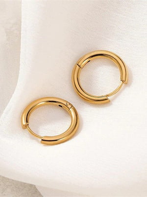 Титановые мужские серьги-кольца в ухо тонкая стальная цвет золото | 6332897