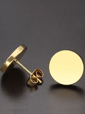Кругла маленька одностороння сережка з медичної сталі 8 мм. колір золото | 6332900