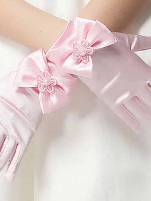 Перчатки короткие с бантиком розовые | 6333085