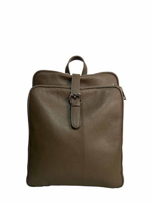 Сумка-рюкзак кожаная серо-коричневая | 6335214