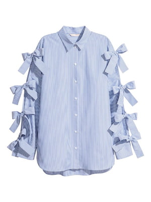 Рубашка бело-синяя с завязками | 6350414