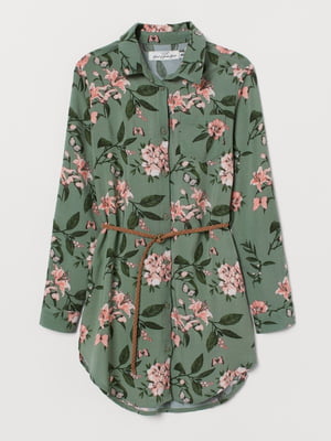 Платье зеленое в цветочный принт | 6350521