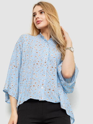 Блуза блакитна з візерунком | 6350857