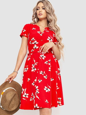 Платье красное в цветочный принт | 6351261