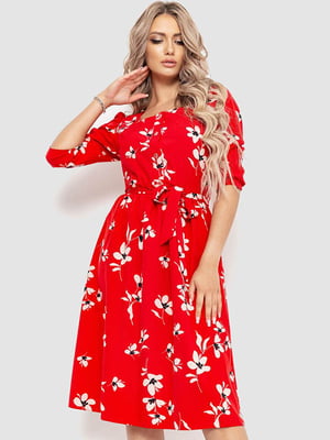 Платье красное в цветочный принт | 6351304