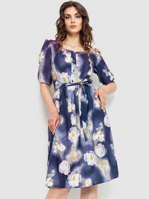 Сукня синя в квітковий принт | 6351305