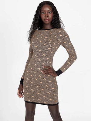 Сукня-светр коричнева з візерунком | 6351844