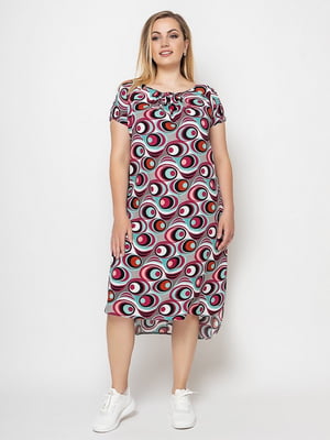 Асиметрична оверсайз сукня в різнокольоровий принт | 6352562