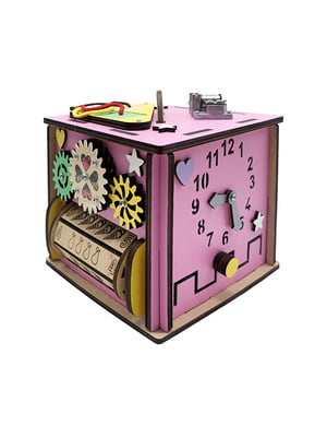 Игрушка развивающая Бизикуб (15х15х15 см) розовый | 6354165