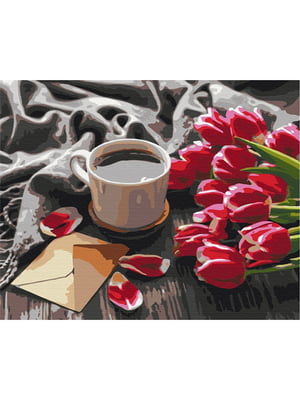 Картина по номерам "Тюльпаны к кофе" (40х50 см) | 6354734