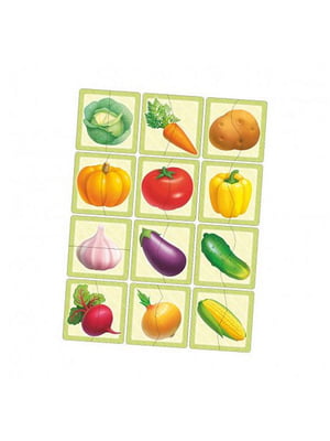 Настільна гра-пазл, що розвиває "Овочі", 12 картинок-половинок | 6356600
