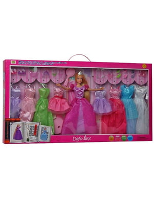 Детская кукла с нарядами, платья 8 шт (Розовый) | 6358325