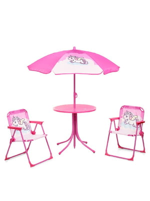 Дитячий столик з парасолькою рожевий | 6358990