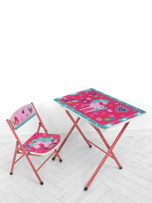 Дитячий стіл зі стільцем рожевий | 6359003